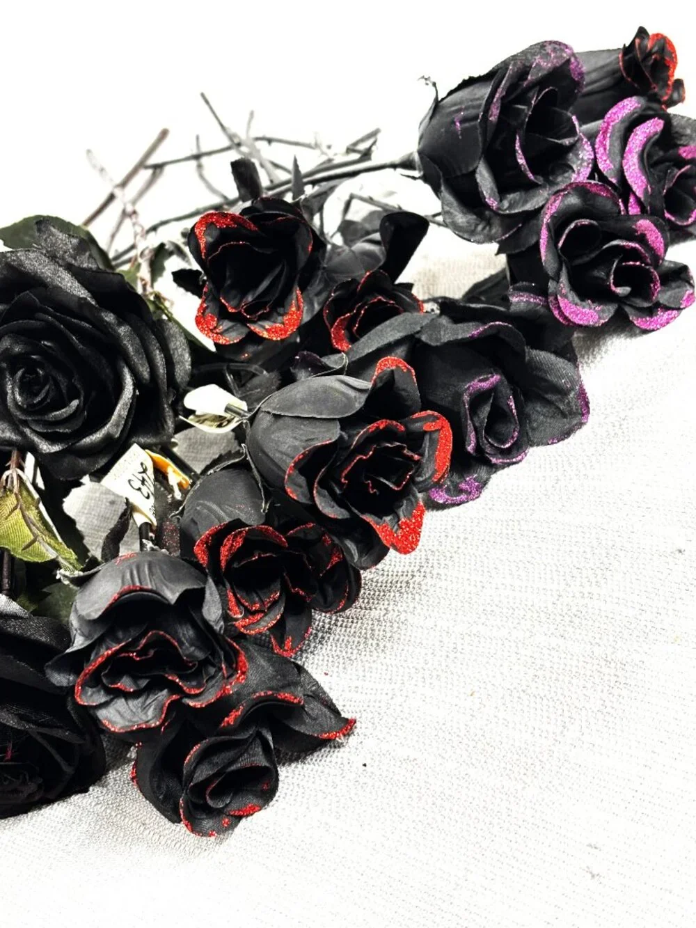 Black Silk Stem Roses Assortment – quantity 17 NWT